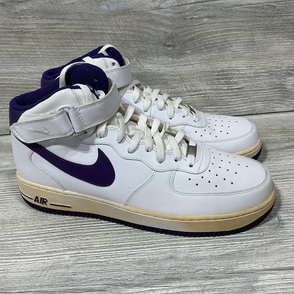 Nike Air Force 1 '09 Hi Top 2009 White Purple 315123-151 Shoes Men's Size 13